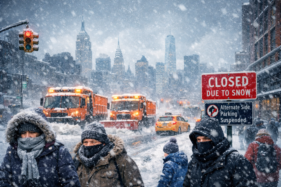 न्यू योर्क सिटी र आसपासका क्षेत्रमा १०इन्च सम्म  हिउँ पर्ने